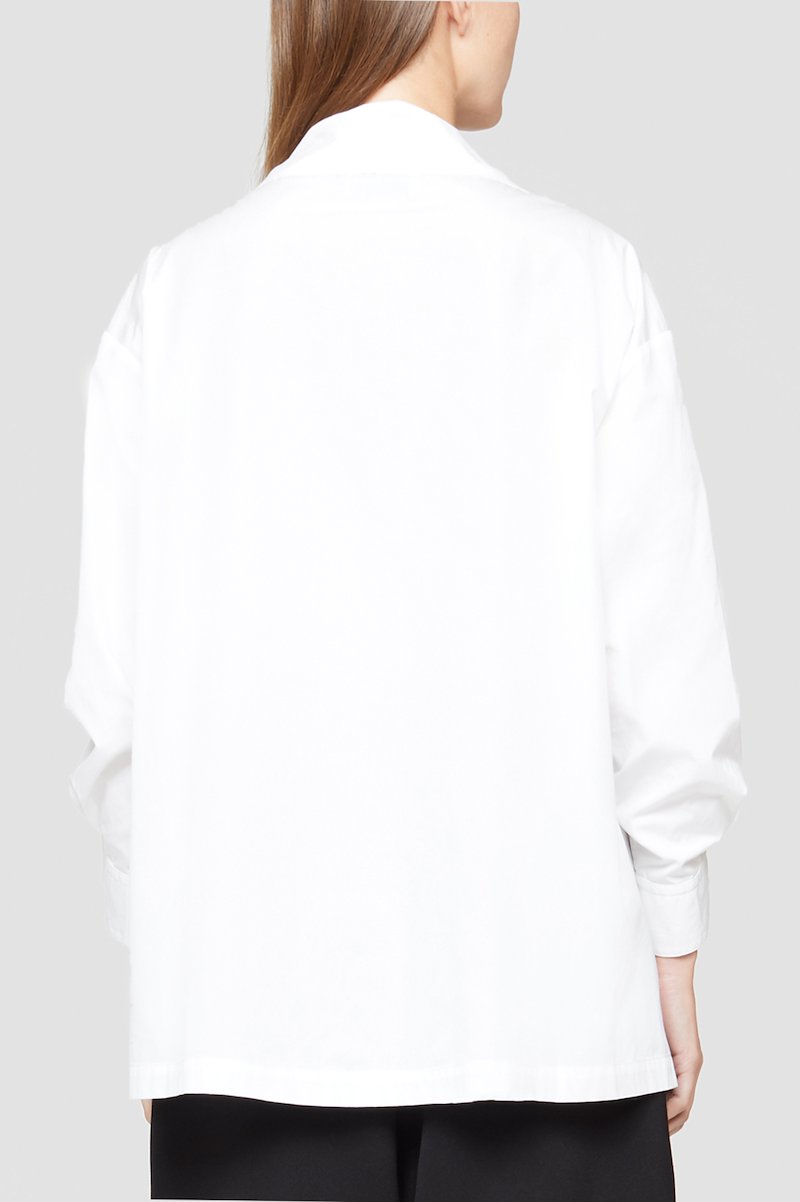 Draped Collar Shirt-white #0 Draped Collar Shirt, White cotton cowl-neck top from 3.1 PHILLIP LIM featuring gathered detailing, cowl neck, buttoned cuffs and poplin.- 4