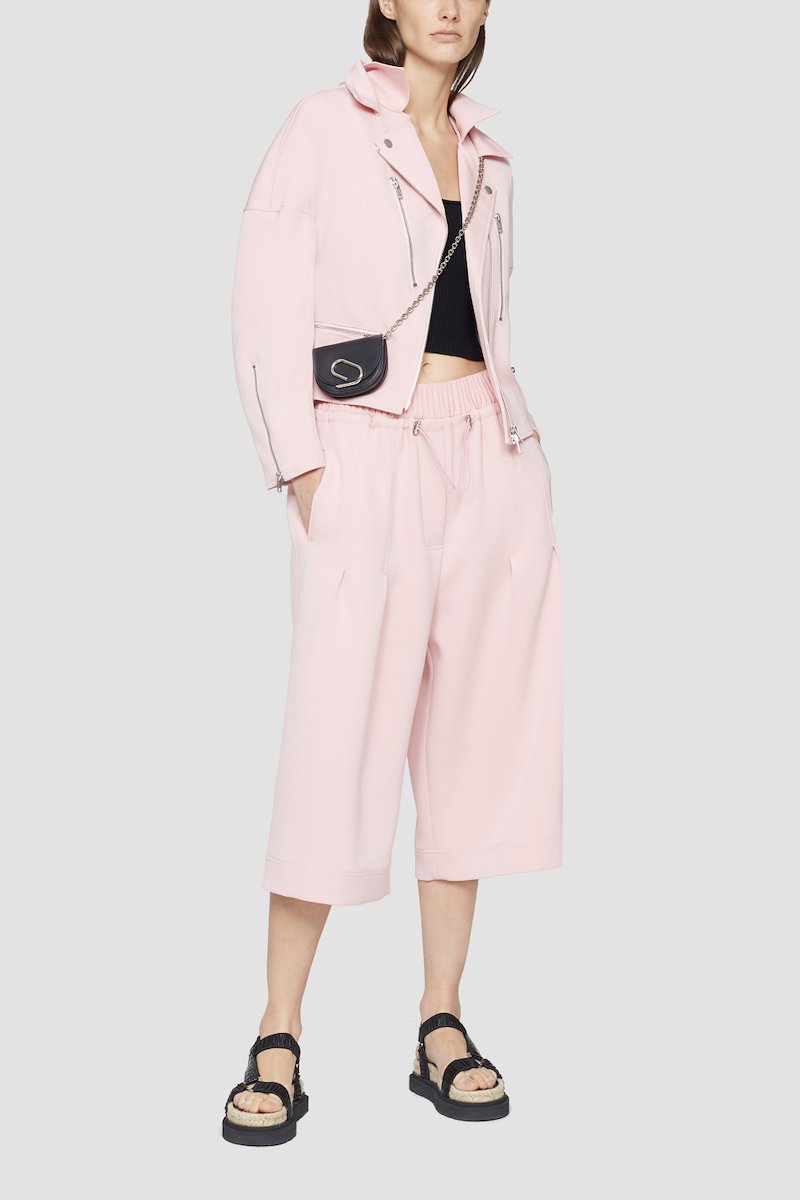 Twill Biker Jacket-pink #1 Twill Biker Jacket, Blossom pink twill biker jacket from 3.1 PHILLIP LIM featuring silver-tone hardware, notched lapels, off-centre front zip fastening, long sleeves and front zip fastening pockets.- 1