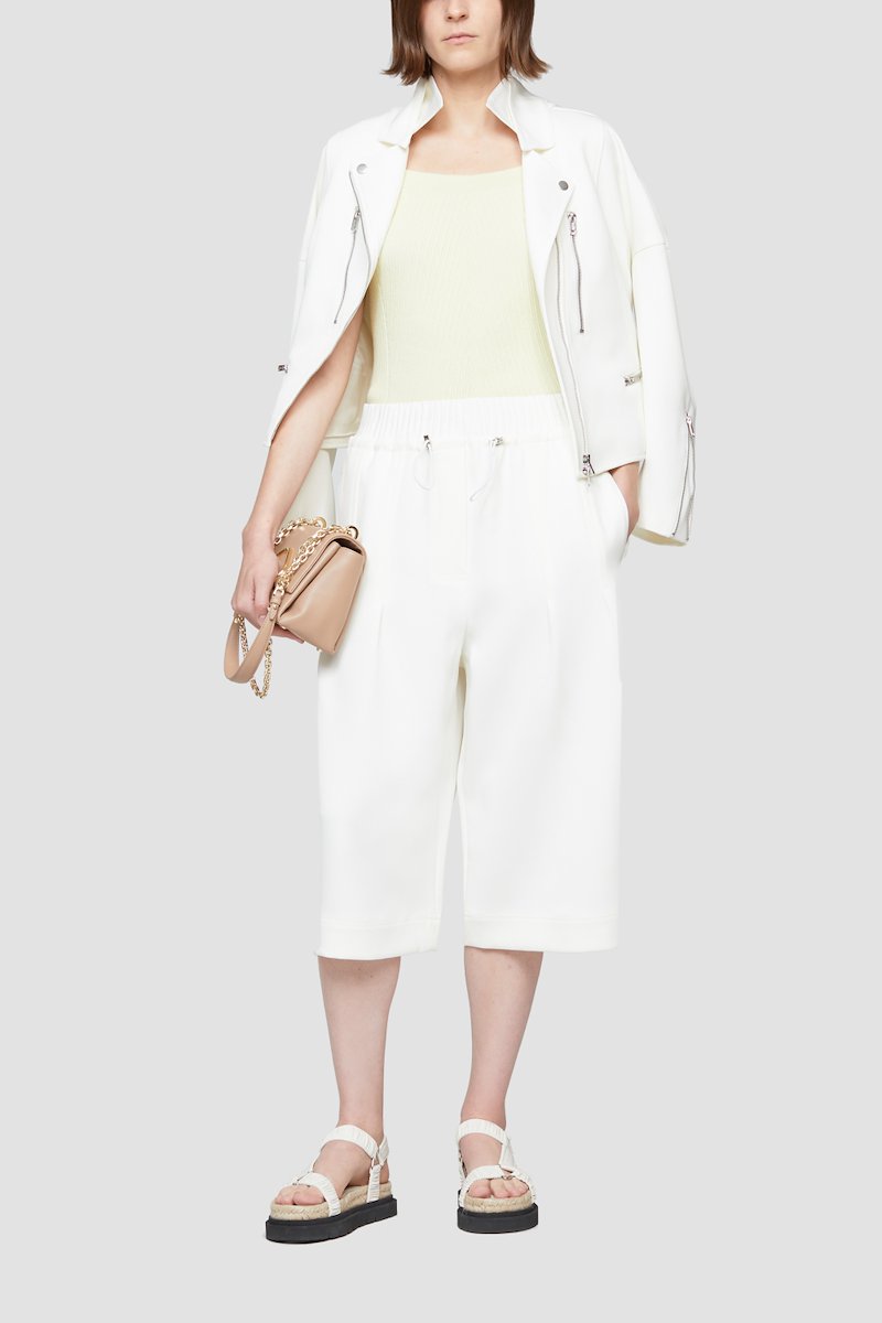 Open Neck Short Sleeve Ribbed Sweater-yellow #1 Open Neck Short Sleeve Ribbed Sweater, Banana-yellow stretch-wool blend square-neck ribbed-knit top from 3.1 PHILLIP LIM featuring fine ribbed, square neck, short sleeves and scallop hem.- 7