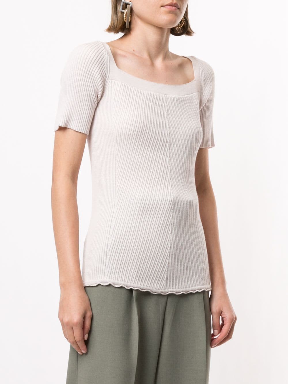 Shop 3.1 Phillip Lim / フィリップ リム Square-neck Ribbed-knit Top In Pink