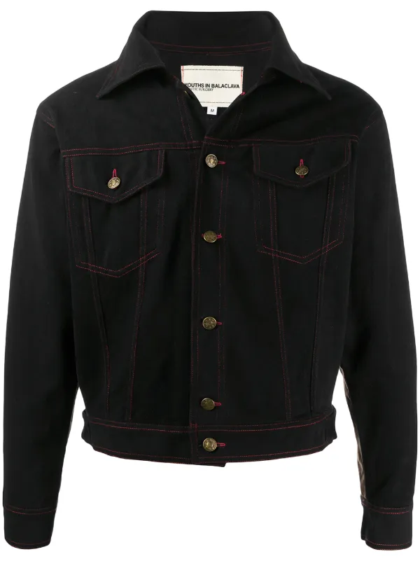 black denim jacket white stitching