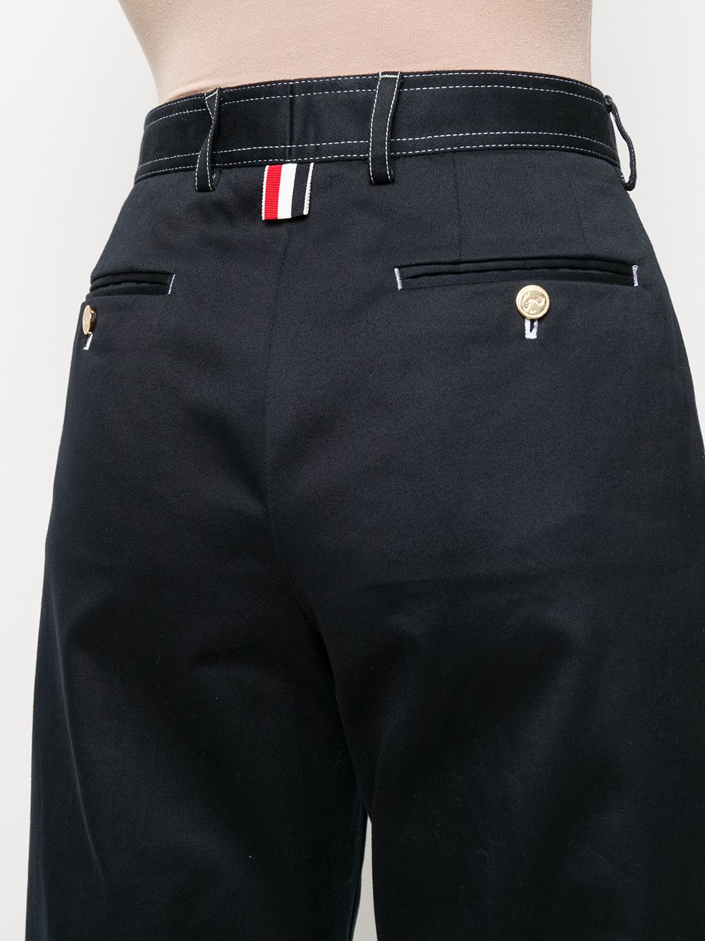 Shop Thom Browne Stitching-detail Cropped Trousers In Blue