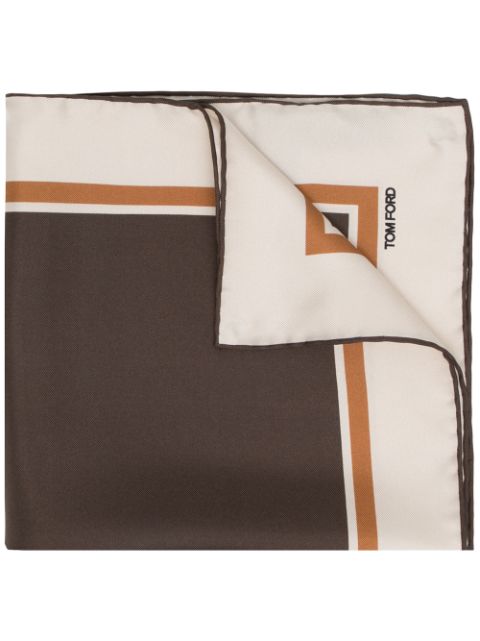 Shop Tom Ford Printed Pocket Square Scarf In Brown