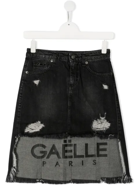 Gaelle Paris Kids تنورة جينز بحافة مفتوحة