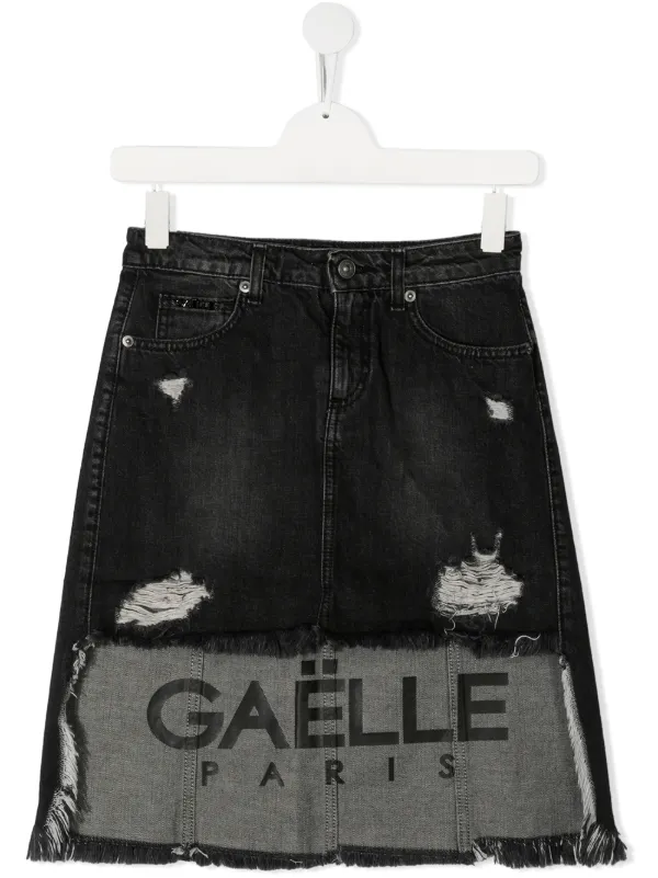 kids black denim skirt