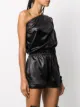 Rick Owens one-shoulder cutout satin playsuit