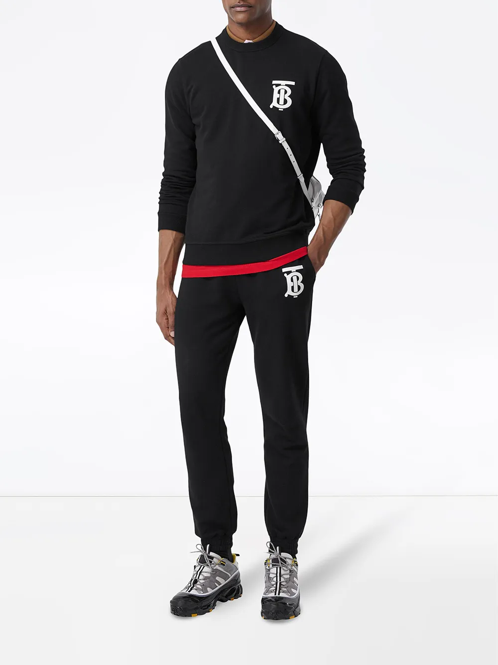 Burberry Sweater met monogram logo - Zwart