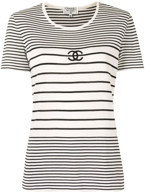 Chanel Pre-Owned 1990s CC Striped Knitted Top - Farfetch