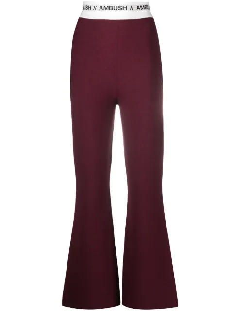 AMBUSH knitted logo stripe flared trousers