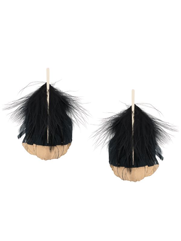 Shop black & gold Tom Ford feather-detail drop earrings with Express  Delivery - WakeorthoShops