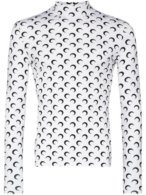 Marine Serre Langarmshirt mit Sichelmond-Print