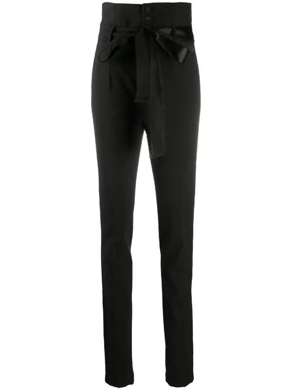 high waisted slim fit black trousers
