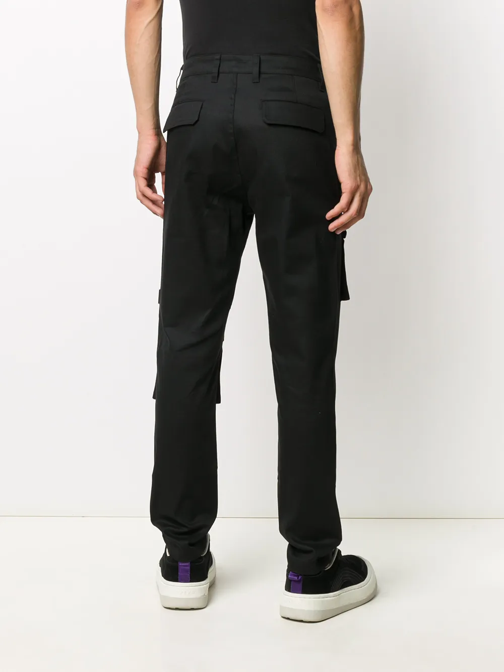 Shop Daily Paper Logo Patch Cargo Trousers In Black