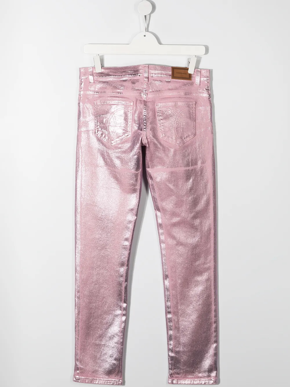 фото Versace kids джинсы скинни с эффектом металлик