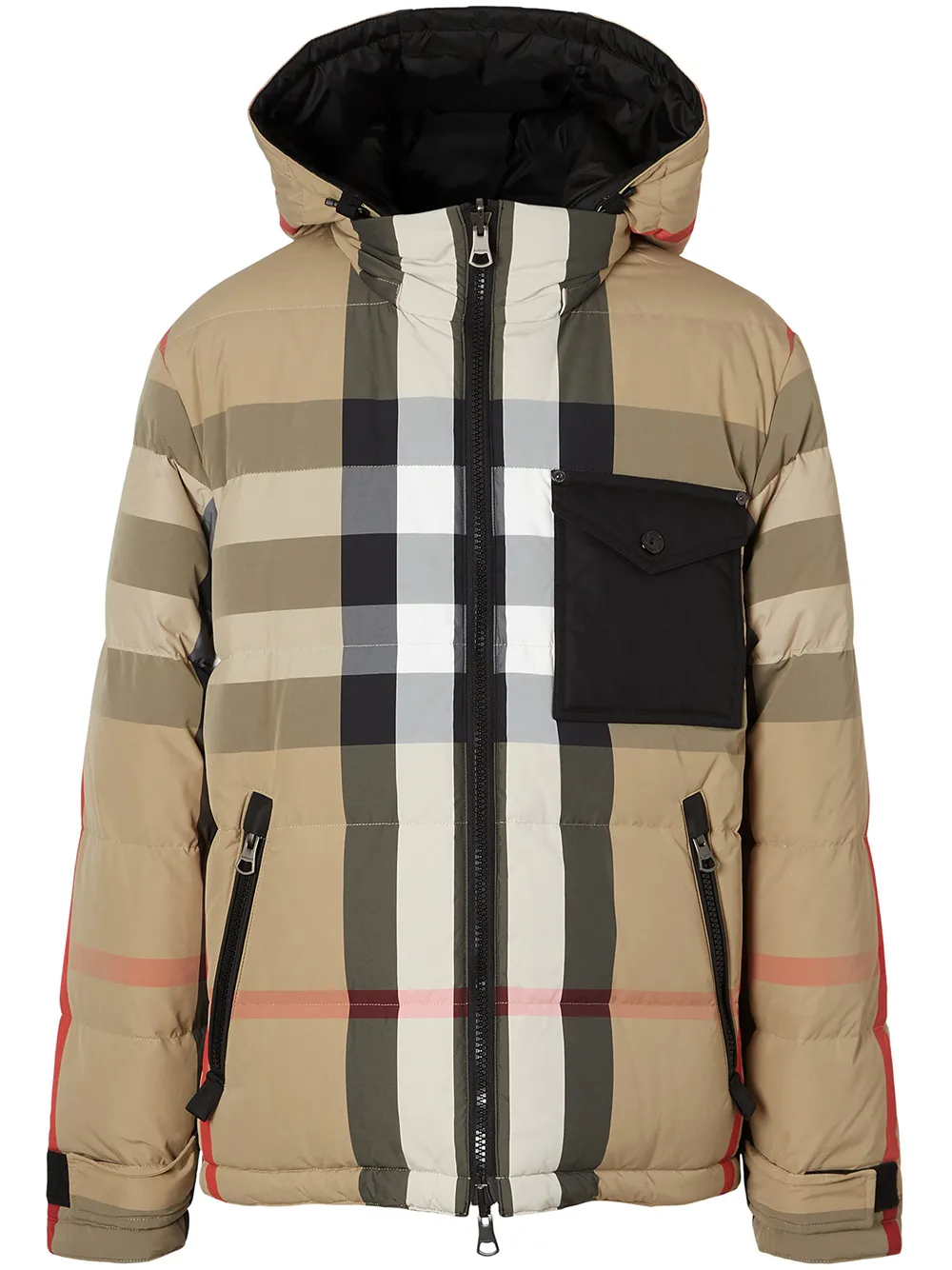 reversible check puffer jacket