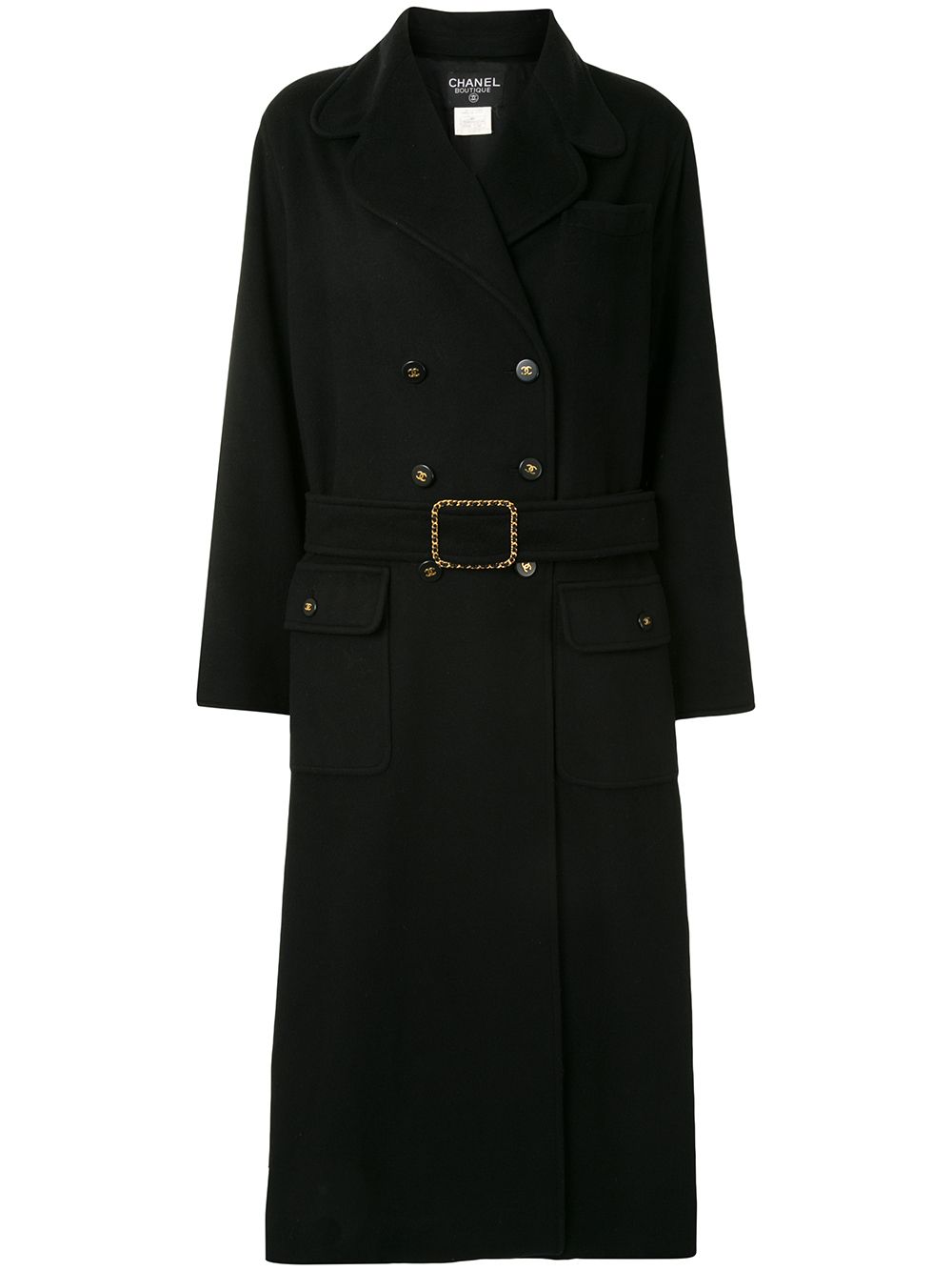 фото Chanel pre-owned длинное двубортное пальто 1995-го года с поясом