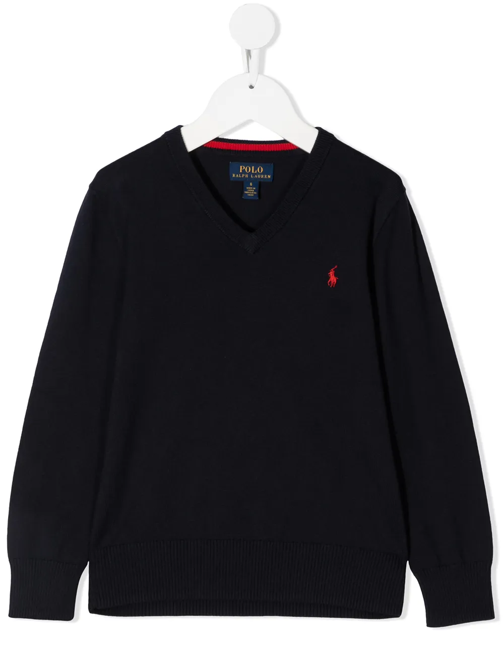 

Ralph Lauren Kids V-neck embroidered logo jumper - Blue