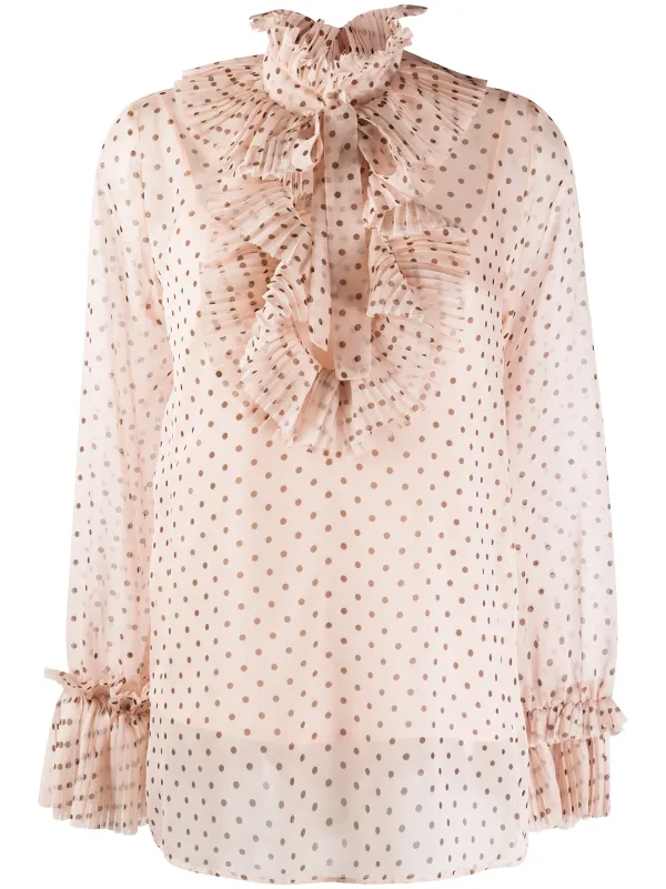 ruffle polka dot blouse