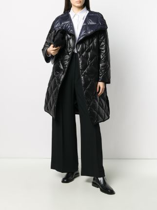 diamond-quilted mid-length coat展示图