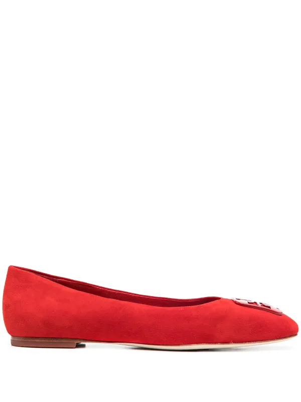tory burch red ballet flats