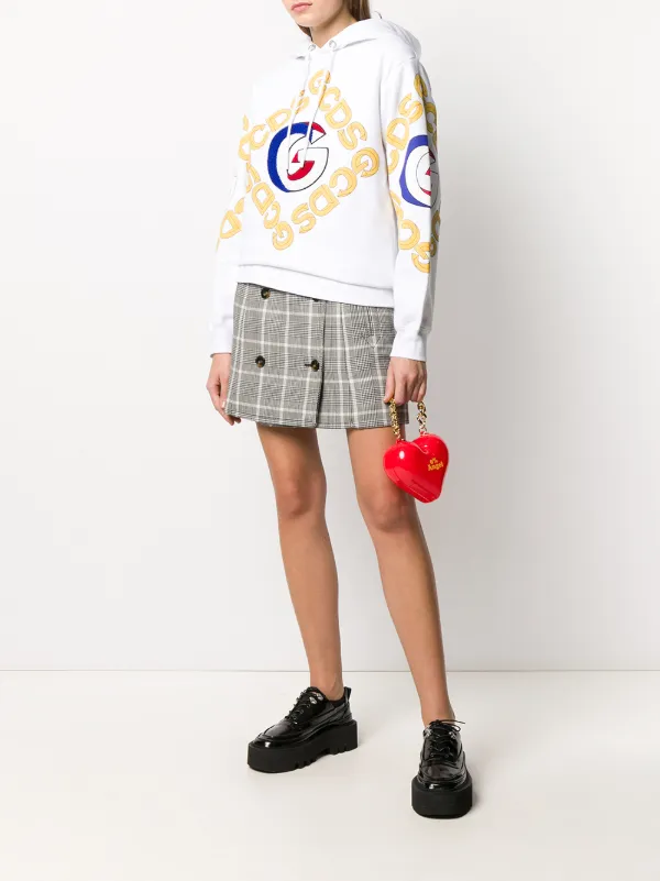 GCDS College Logo Print Hoodie | White | FARFETCH KW