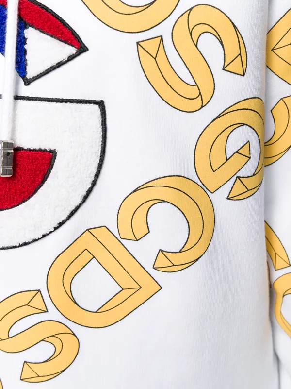 GCDS College Logo Print Hoodie | White | FARFETCH KW