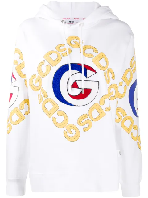 GCDS college logo print hoodie