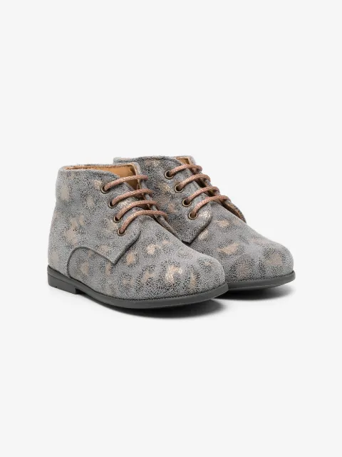 Pèpè Ankle boot metalizada com estampa de leopardo