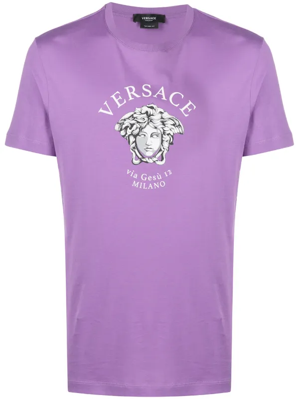 purple versace shirt