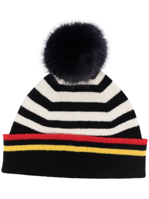 Shop blue Paul Smith striped bobble hat 