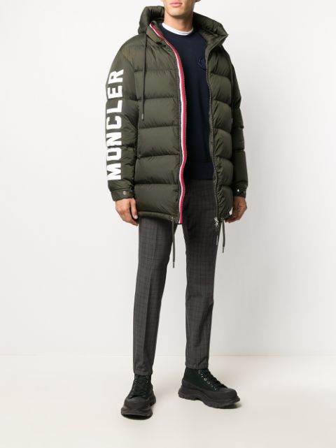 Shop Moncler logo print puffer jacket with Express Delivery - FARFETCH