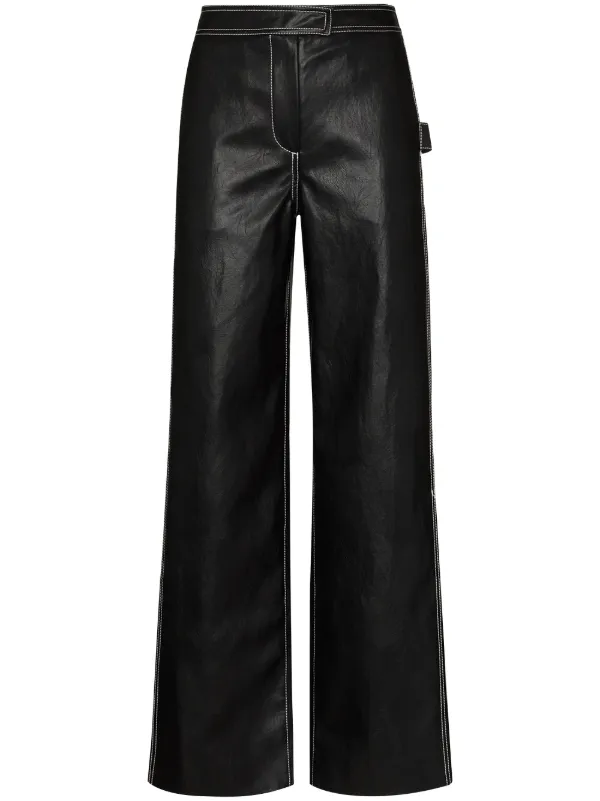 grey faux leather trousers