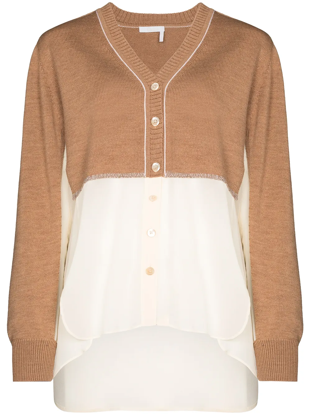 V-neck panelled cardigan