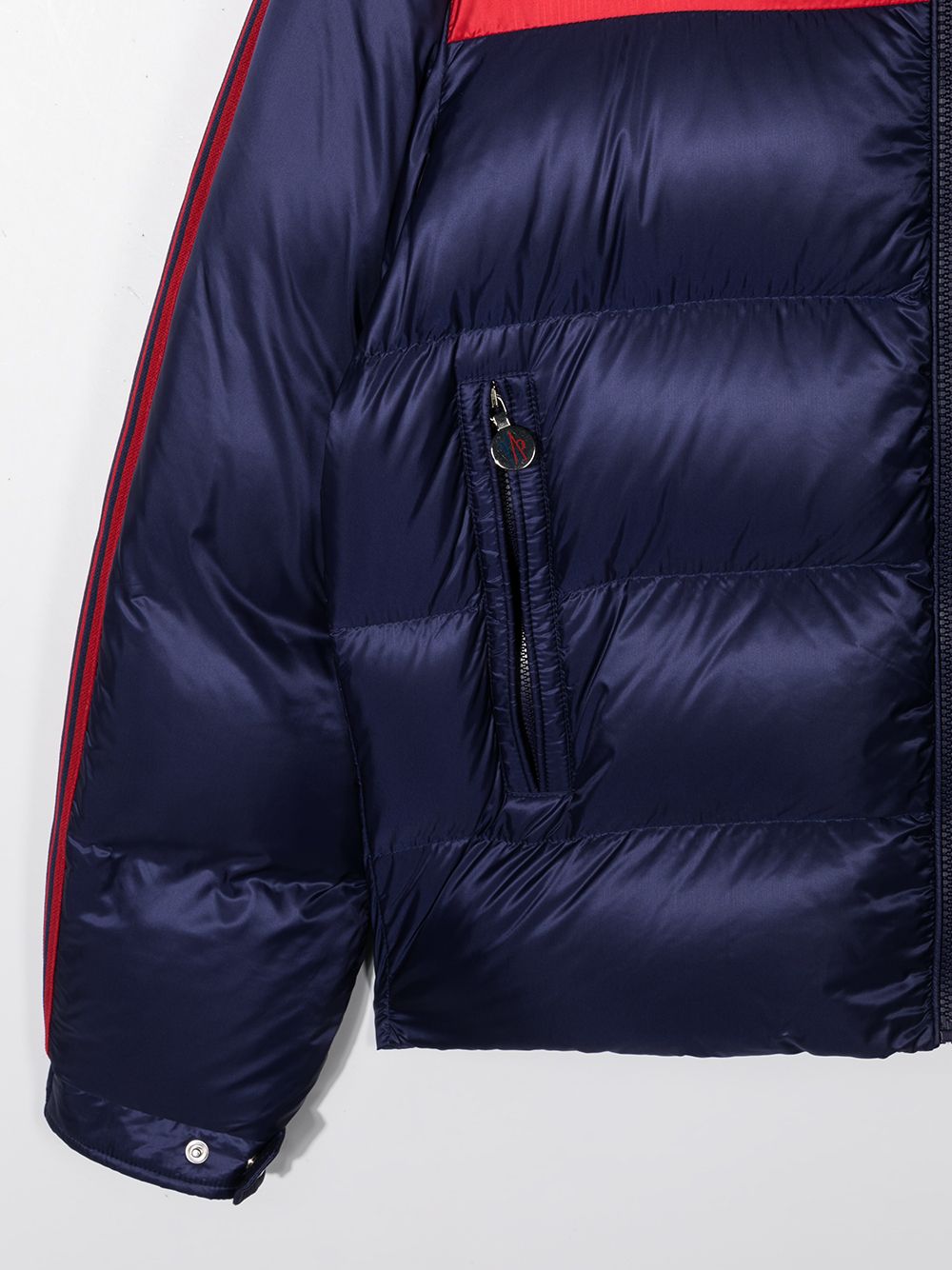 Shop Moncler Teen Two-tone Puffer Jacket In Blue