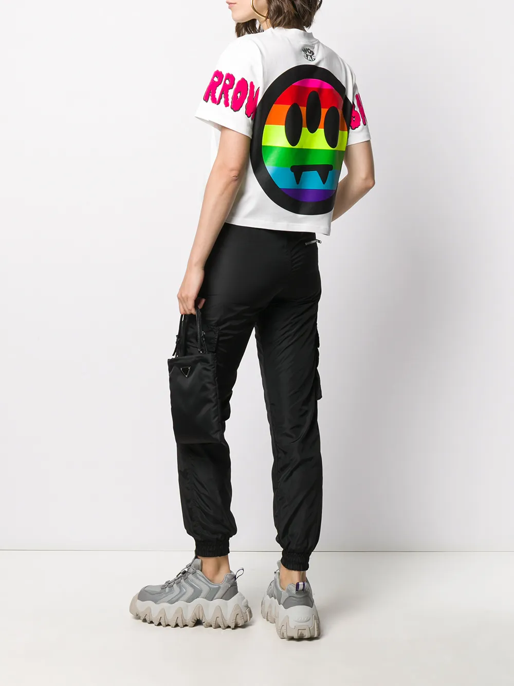 BARROW T-shirt met patchwork - Wit