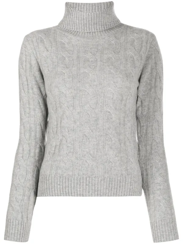 roll neck cable knit jumper