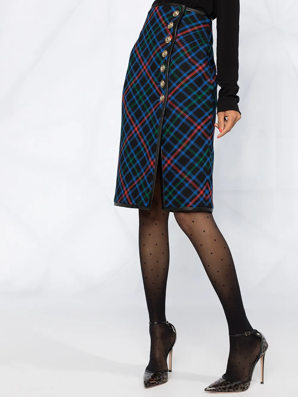 Saint Laurent kneelength Tartan Skirt Farfetch