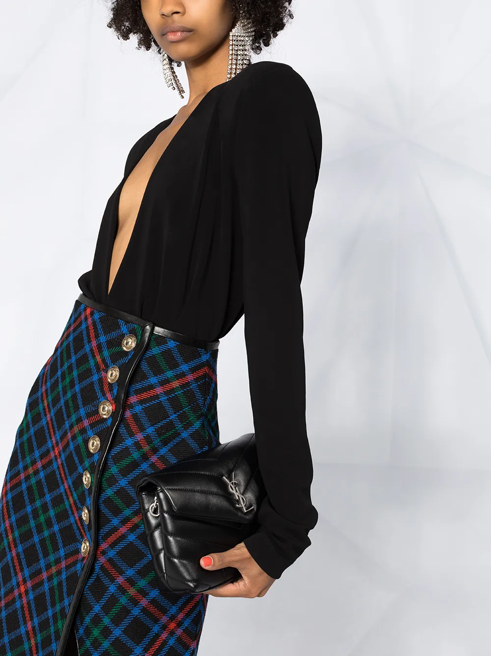 Saint Laurent kneelength Tartan Skirt Farfetch