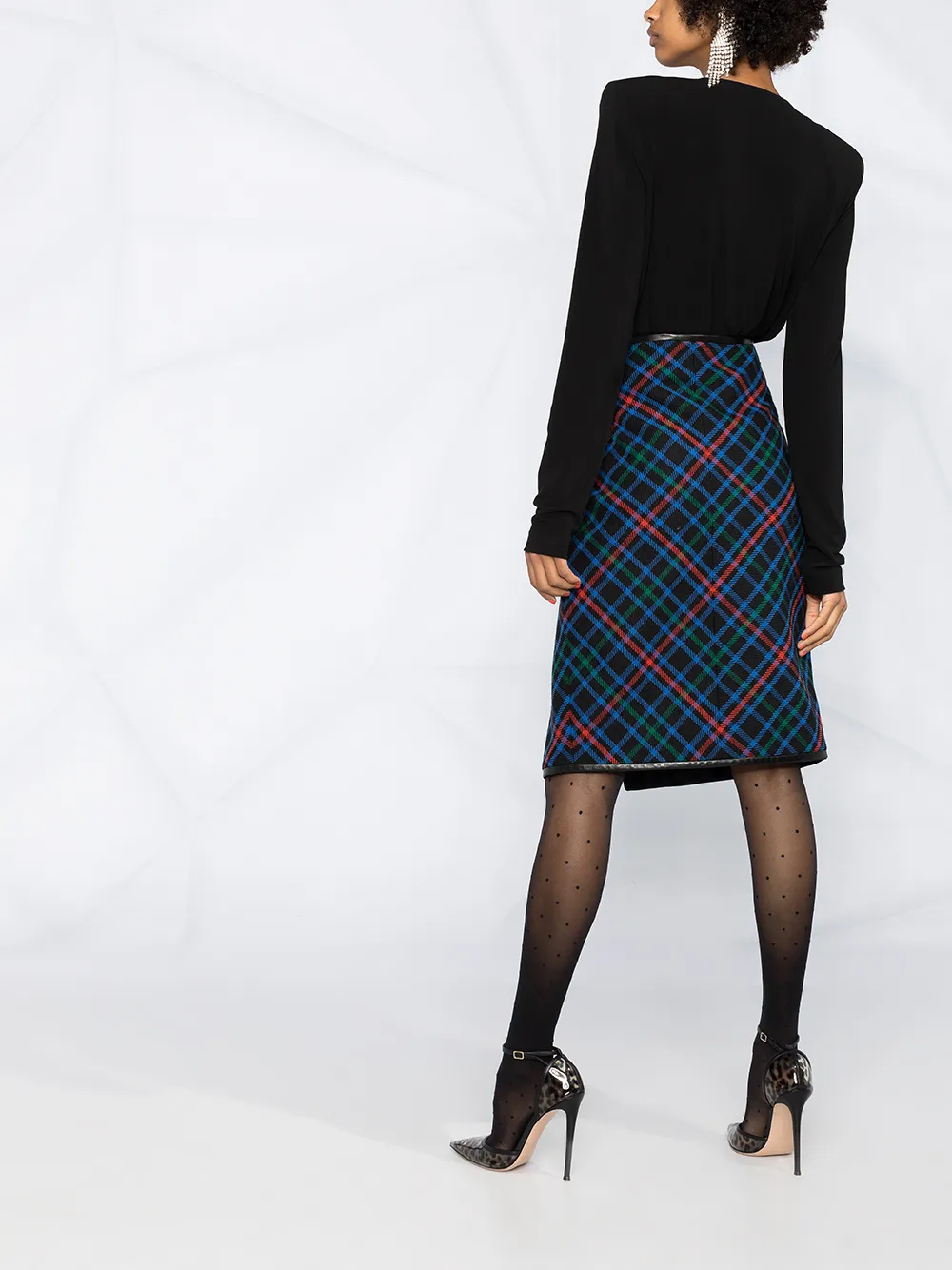 Saint Laurent kneelength Tartan Skirt Farfetch