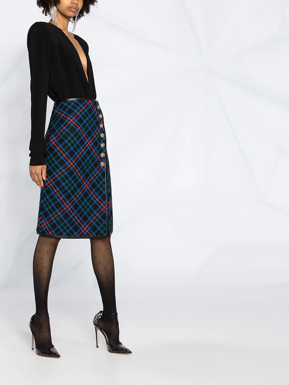 Saint Laurent kneelength Tartan Skirt Farfetch