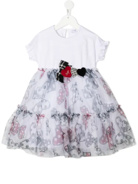Monnalisa bow print flared dress