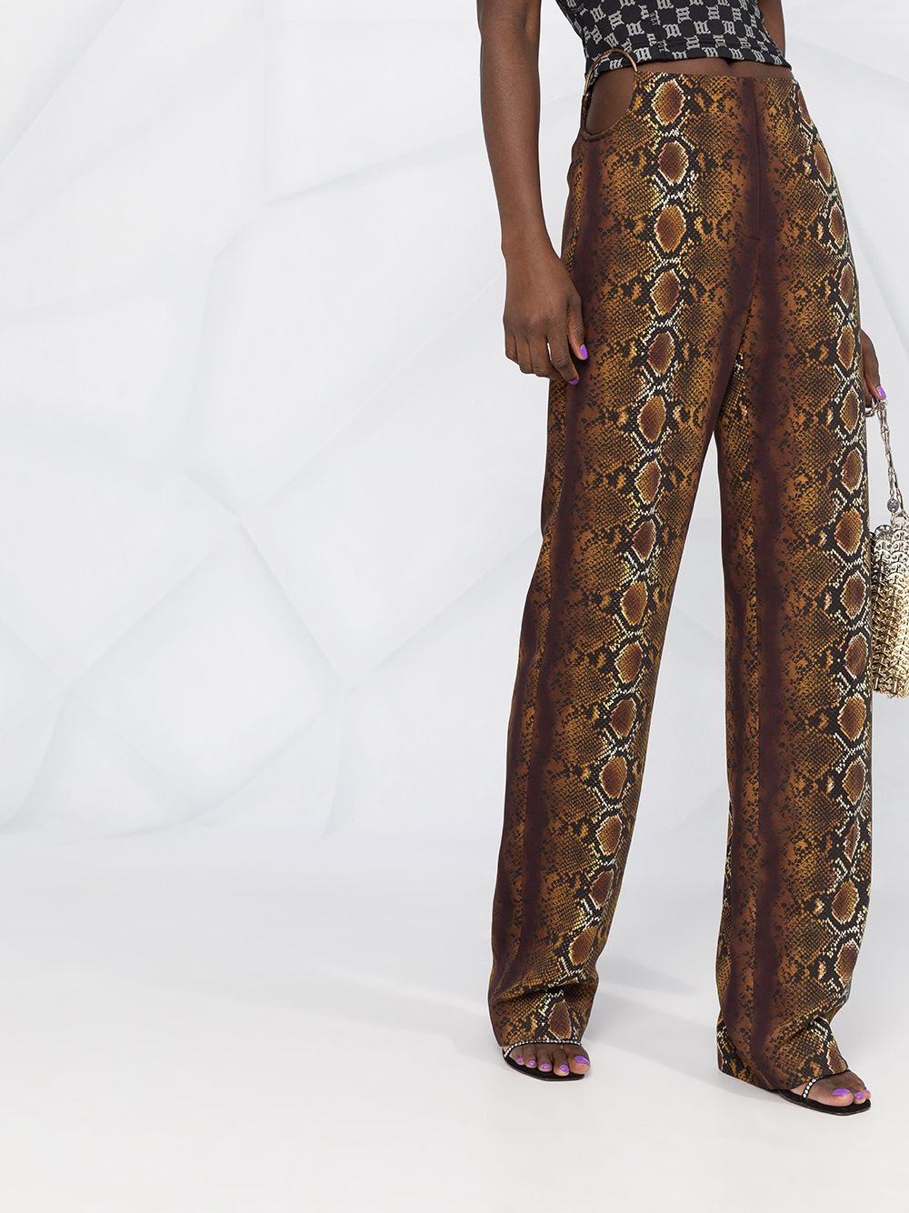 фото Versace брюки со змеиным принтом и кольцами