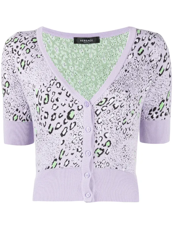 leopard cropped cardigan