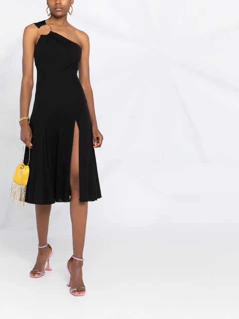 versace one shoulder black dress