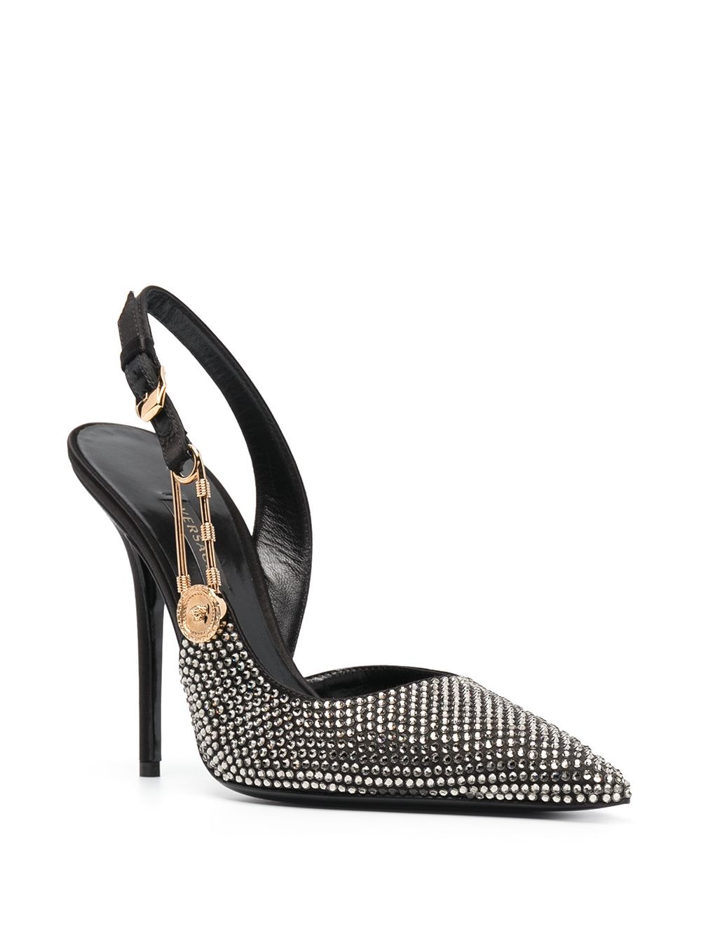 фото Versace туфли с декором safety pin и кристаллами