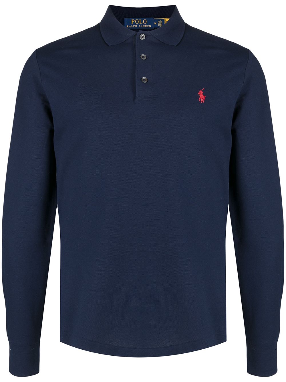 Shop Polo Ralph Lauren Long-sleeve Stretch-cotton Polo Shirt In Blue