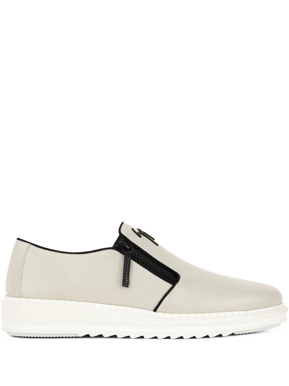 

Giuseppe Zanotti logo lettered loafers with zip detail - Grey