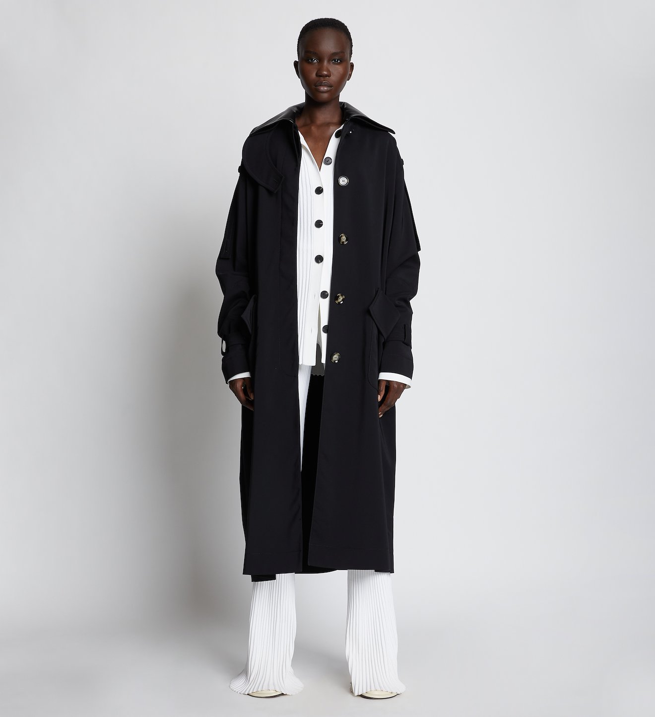 Nylon Gabardine Trench Coat in black | Proenza Schouler
