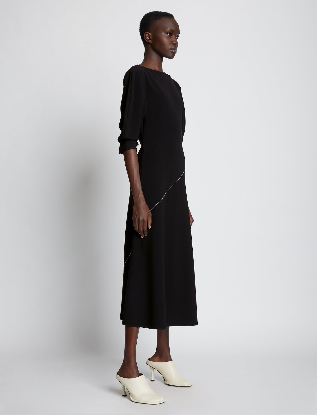 Crepe Puff Sleeve Dress in black | Proenza Schouler