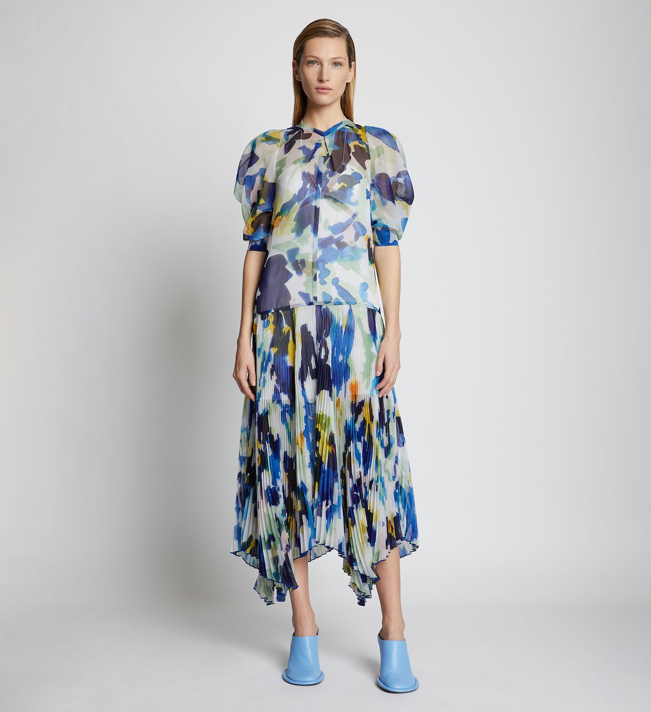 Watercolor Floral Chiffon Dress